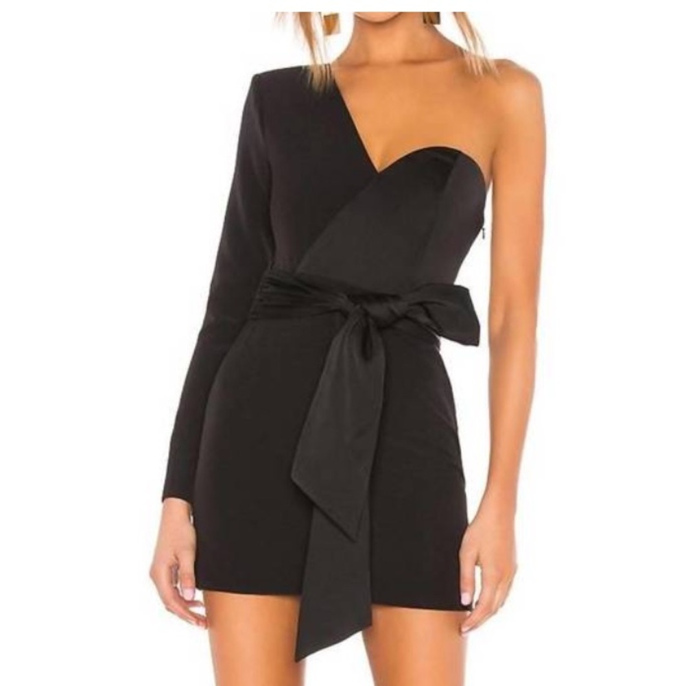 NBD Monsieur Mini Little Black Dress One Shoulder Size M Medium Cocktail Party
